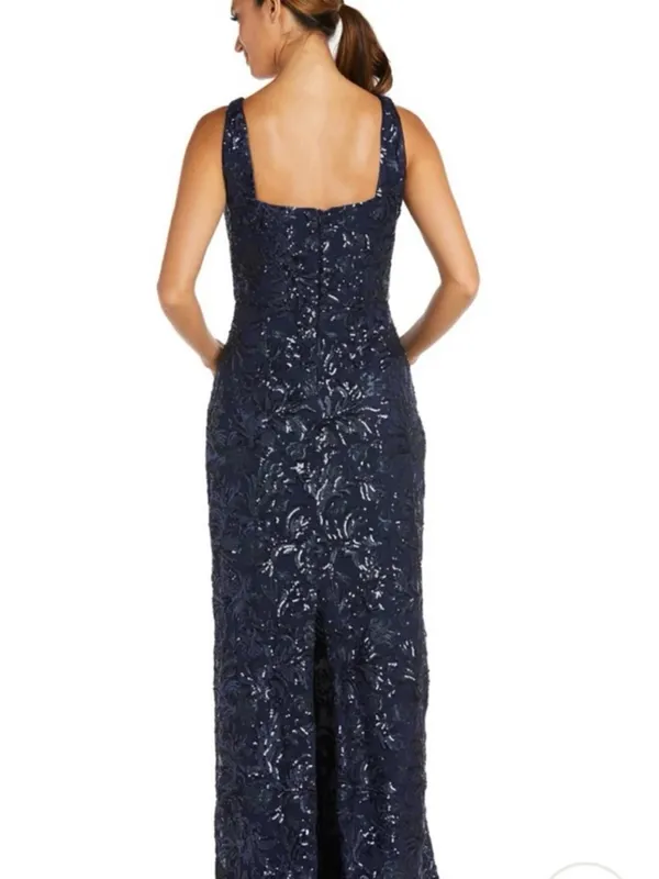 R&M Richards Navy Sequin V-Neck Evening Gown Maxi dress NWT Size 16 wedding - Image 3