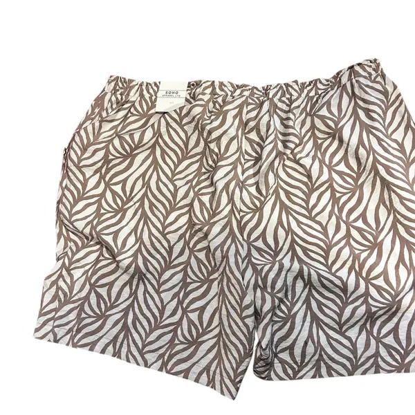 SOHO Apparel Womens Shorts 1X NWT Pockets Brown Cream Tropical Summer Beachy - Image 5
