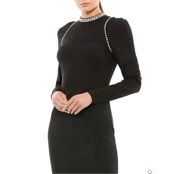 Mac Duggal 26612 Womens Raglan Long Sleeve Black Gown Dress - Image 6