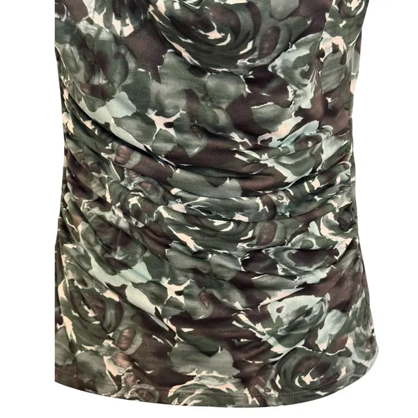 THE LIMITED Green Abstract Floral Cowl Neck Ruched Sleeveless Top EUC‎ XS - Image 4