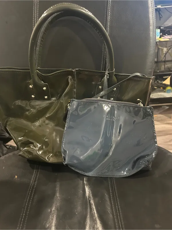 Orciani Olive Green Patent Tote - Image 7