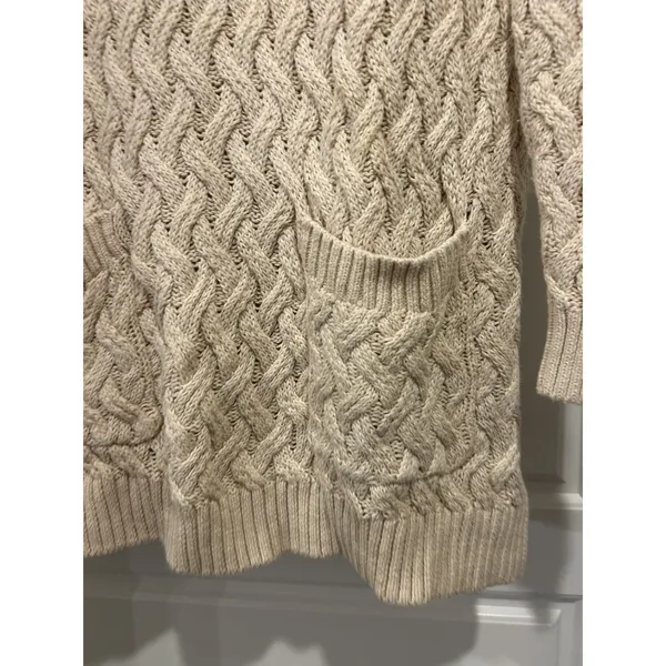 Jeanne Pierre Women Fisherman Cable Knit Cotton Sweater Large Cream Nautical - Image 5