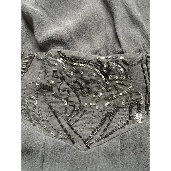 Ted Baker Silk Sequin Beaded Mini Dress Womens M Black Cocktail Old Hollywood - Image 6