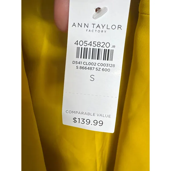 Ann Taylor Open Front Cropped Blazer Lemon Curry Yellow Small Jacket Career S - Image 3