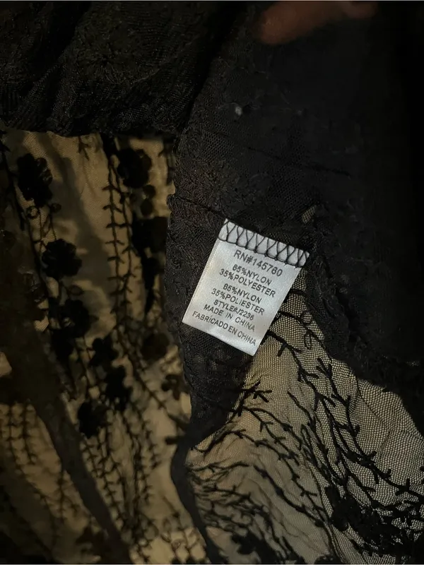 NWT Black Floral Lace Sheer Kimono Duster Cardigan Large Open Front Romantic - Image 4