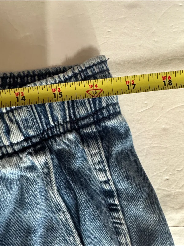 GAP Easy Jean pull on Light Blue Washed Denim Cargo Joggers tapered L drawstring - Image 12