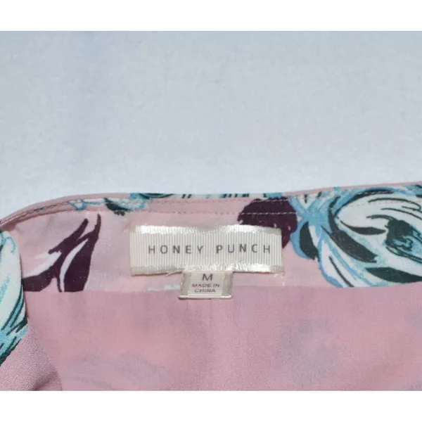 Honey Punch Midi Skirt Sz M Pink Floral Print Lined - Image 3