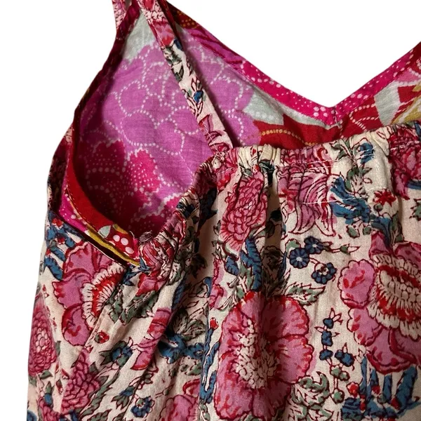 Vintage Cotton Village Floral Babydoll Top Cottage Y2K Boho Tassels Size Small - Image 5