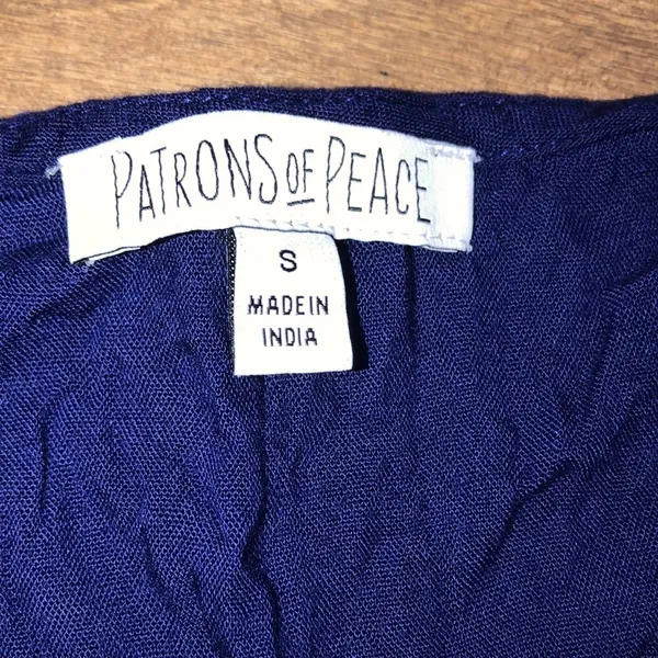 Patrons of Peace small blue boho embroidered top - Image 4