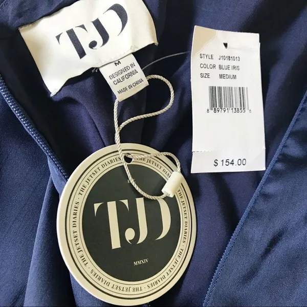 THE JETSET DIARIES Mini Satin Slip Dress Medium Navy Blue Homecoming Prom Formal - Image 4