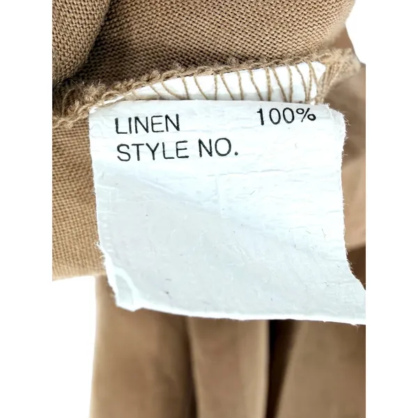 Yea 100% Linen Asymmetric Button Tunic Top Tan Brown Lagenlook Tank Vest L XL‎ - Image 5