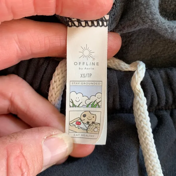 OFFLINE by Aerie Black High Waisted Jogger‎ Sweatpants XS Relaxed Fleece Lined - Image 3