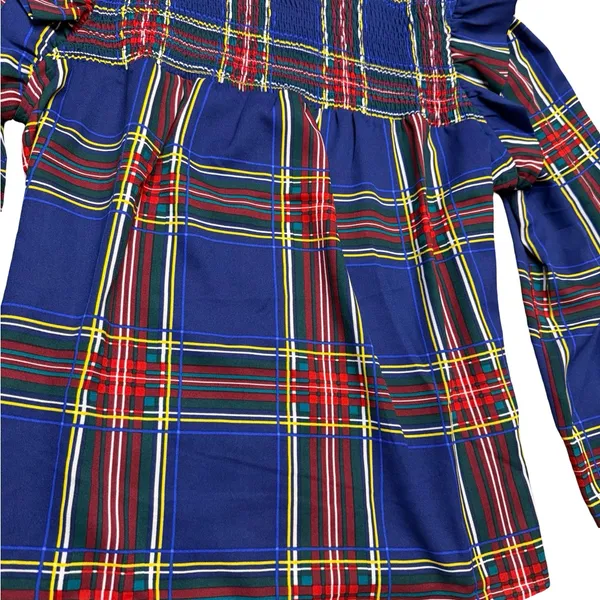 ❤️ Sugarlips Plaid Smocked Ruffle‎ Blouse Medium ❤️ - Image 3