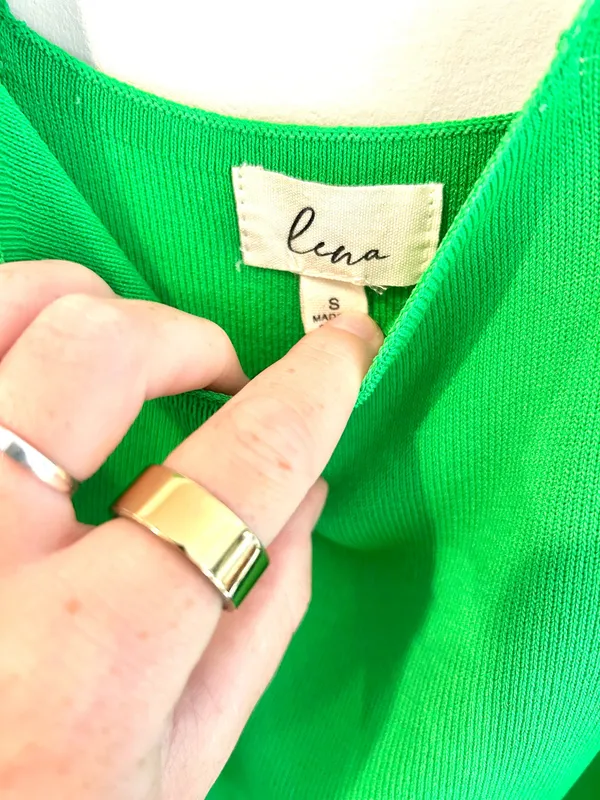Green square neck mini dress - Image 2