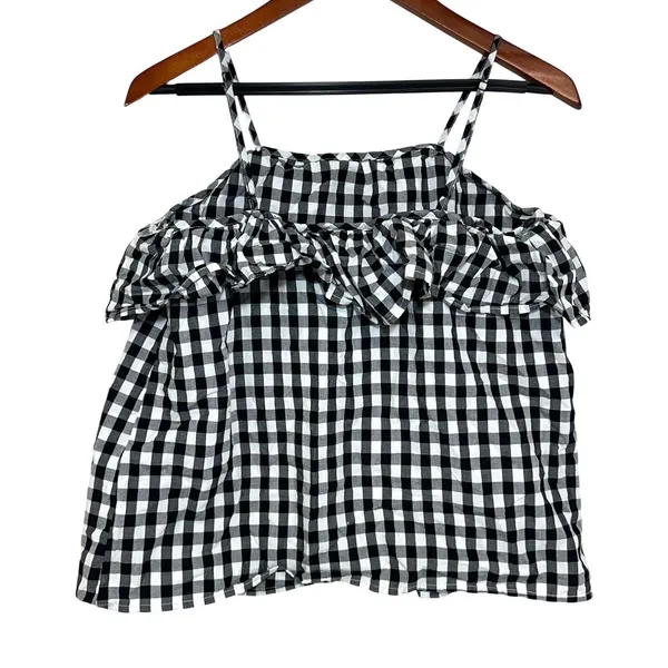 A New Day‎ S Gingham Ruffle Cami Cottagecore Summer Picnic Western Twee Coquette - Image 4