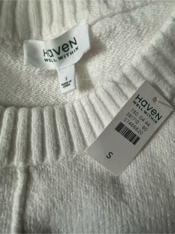 Haven Well Within Organic Cotton Elegant Cream Knit Sweater Dress NWT SM - Image 11