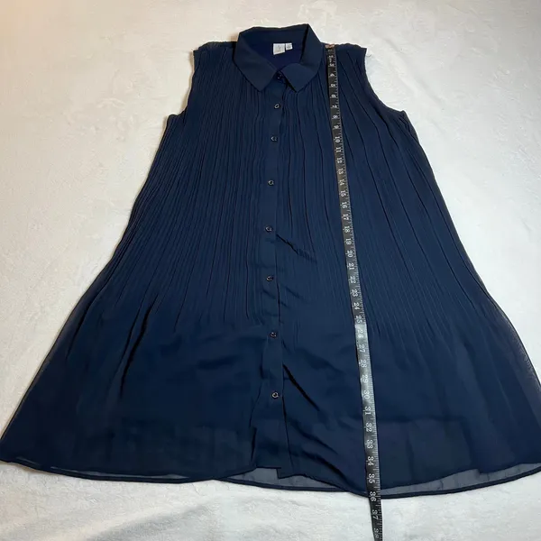 Joie Sleeveless Pleat Mini Button Up Shirt Dress Size L Casual Preppy Classic - Image 10