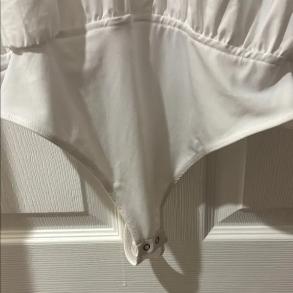 Express White Puff Sleeve Button Down Top with Notched Collar - Image 5