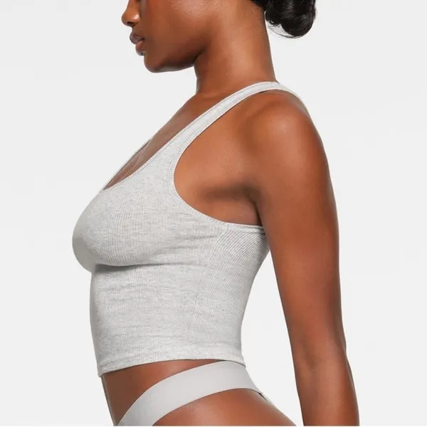 Skims Cotton Rib Tank Heather grey S (C4) NWT - Image 3