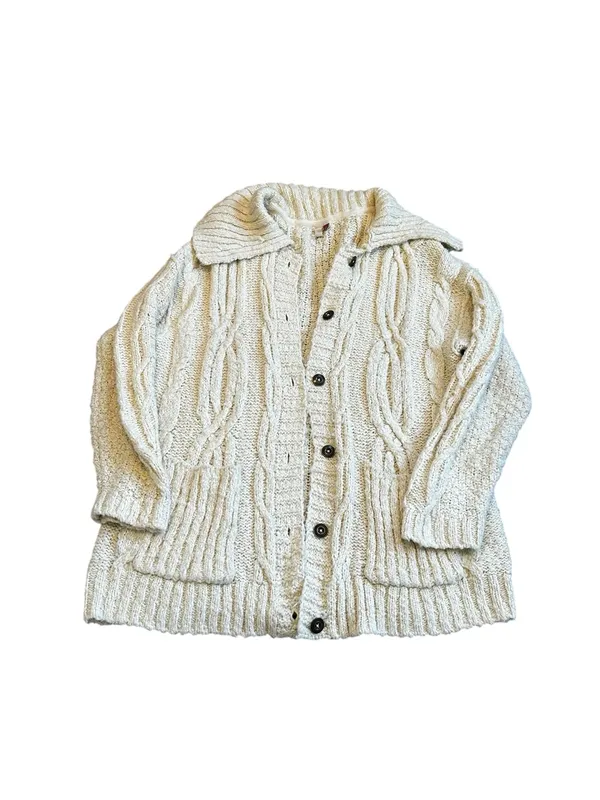 Pilcro Chunky Cable-Knit Cardigan Sweater Fisherman Preppy Coastal Grandmacore - Image 9