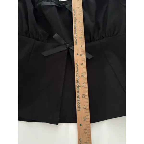 Riley & James Milkmaid Top Size Large Black Bows Puff Sleeve Whimsigoth Fairy - Image 7