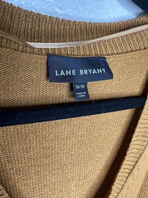 Lane Bryant Sweater Womens 26/28 Brown Orange Purple V Neck Colorblock Pullover - Image 2