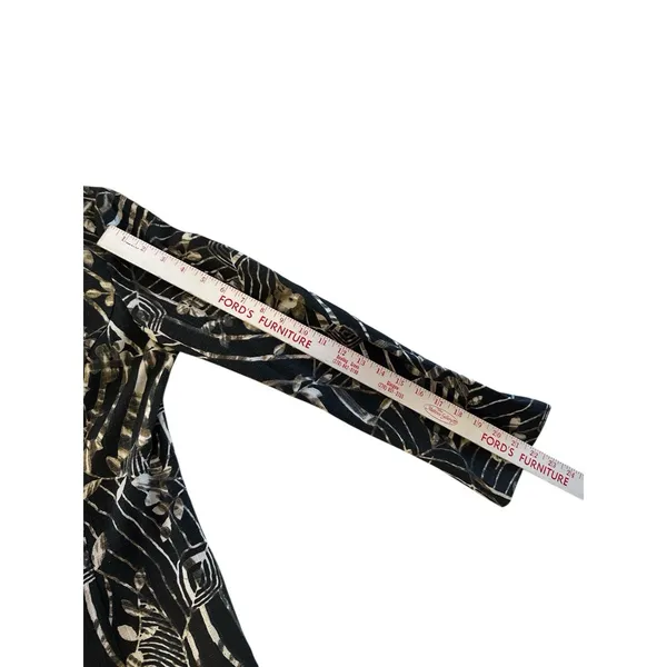 Requirements Artsy Floral Print Blazer Jacket M Tan Abstract - Image 7