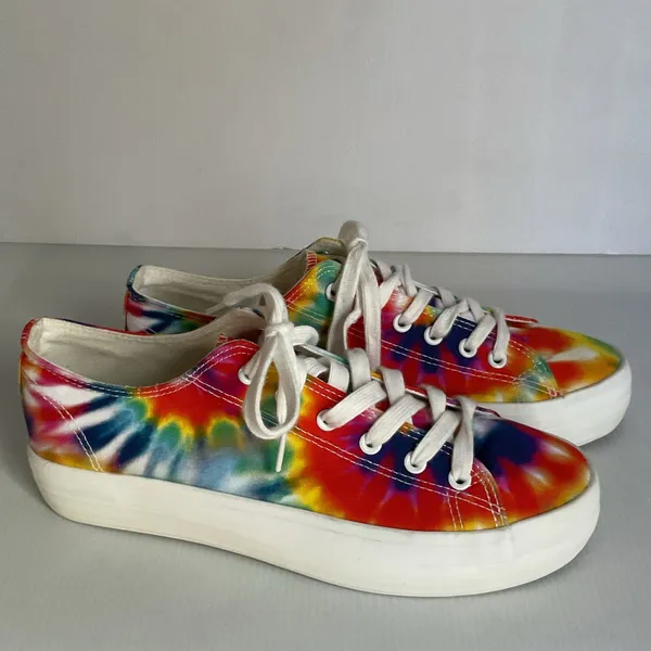 Restricted Tie Dye Platform Sneakers Women’s Size 9 Lace Up Canvas Shoes - Image 5