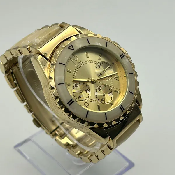 Women’s Gold Tone Chronograph Style Dial Watch Working New Battery - Image 4