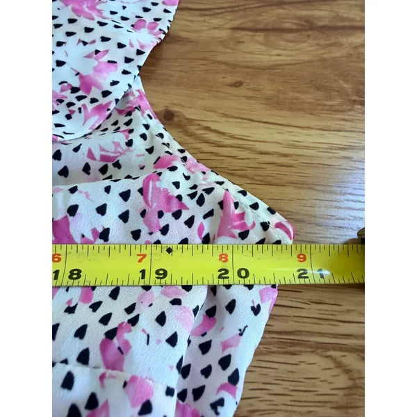 ELOQUII Floral Ruffle High-Low Maxi Dress Pink White Black Size 14 - Image 7