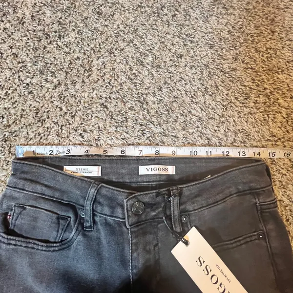 VIGOSS Stevie Crop Straight Jeans Dark Wash‎ Distressed Flair Size 27 - Image 5
