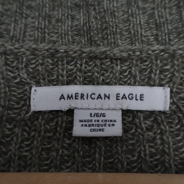 American Eagle Outfitters Cardigan Sweater Womens Large Olive Green Knit Ribbed - Image 2