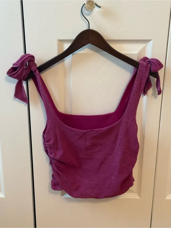 Free People Boulevard Ruched Side Tank in Fuchsia Purple - Image 3