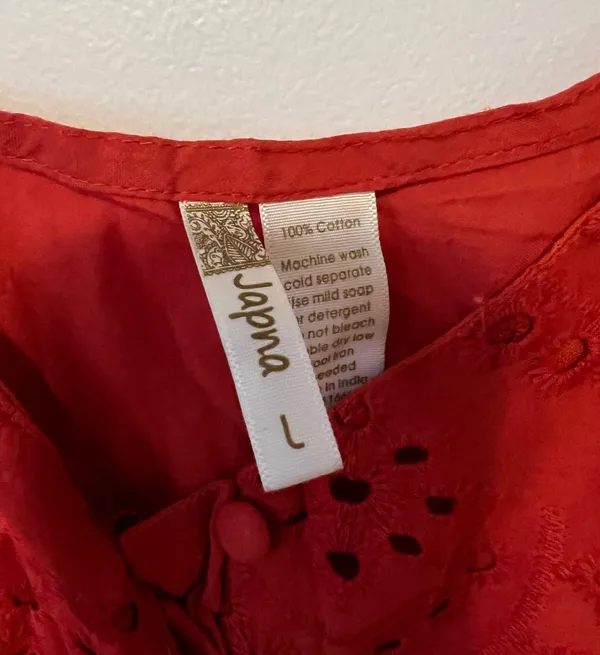 Burnt Orange Blouse Top Size L - Image 3