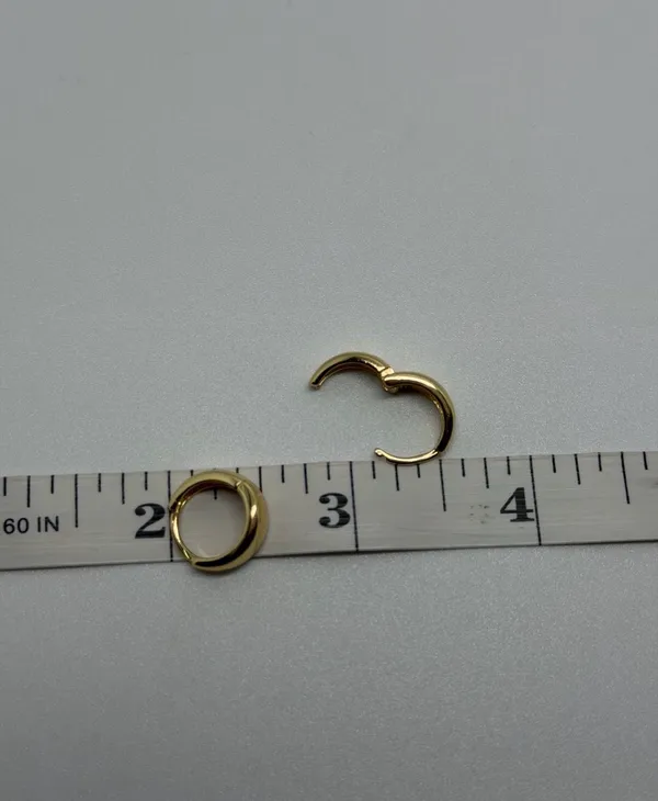 Dept Store 925 Sterling Silver Earrings 925 Sterling Silver with Yellow gold plated Huggies hoops earrings - Image 6
