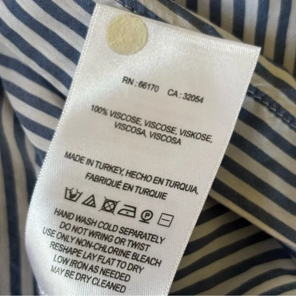 Maeve Anthropologie Blue and White Striped Button Down Shirt - Image 9