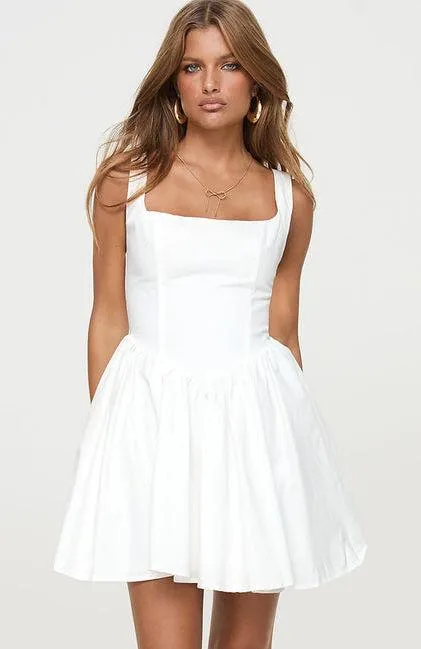 Princess Polly Straplie Mini Dress White - Image 3