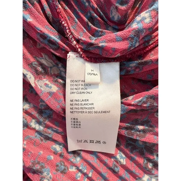 Anthropologie Women's Standard M Pink Floral Pleated Ruffle Blouse Spring Casual - Image 8
