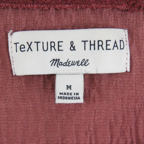 Madewell Texture & Thread Crinkle Velvet Flutter Sleeve Top Dusty Burgundy Med - Image 5