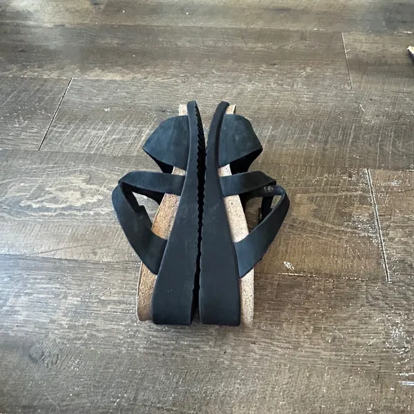 Mephisto Hannel Black Nubuck Leather Cork Footbed Slide Sandals Womens 38 - Image 6