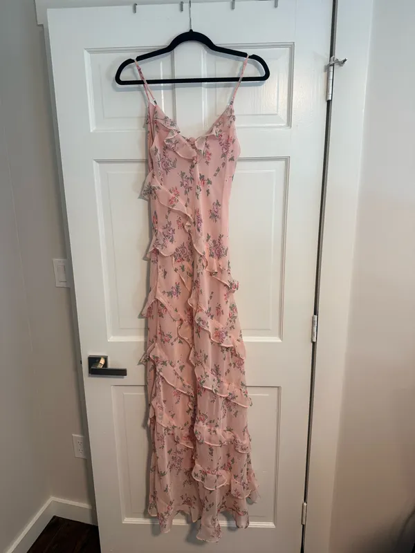 B Darlin Sleeveless Asymmetrical Ruffled Floral Dress - Image 5