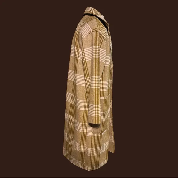 Target A New Day Winter Car Pea Coat Jacket Pink Tan Plaid Women’s Size L Large - Image 4