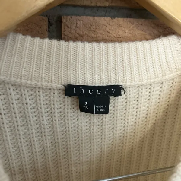 Theory Barda Fine Haven Wool/Cashmere Blend Knit Sweater Cream Size Small - Image 2