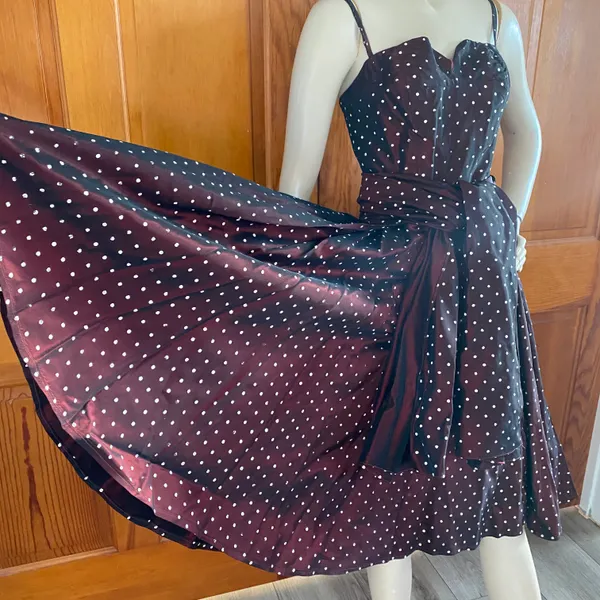 Vintage 50s/60s Full Circle Cocktail Party Dress XS/S - Image 5