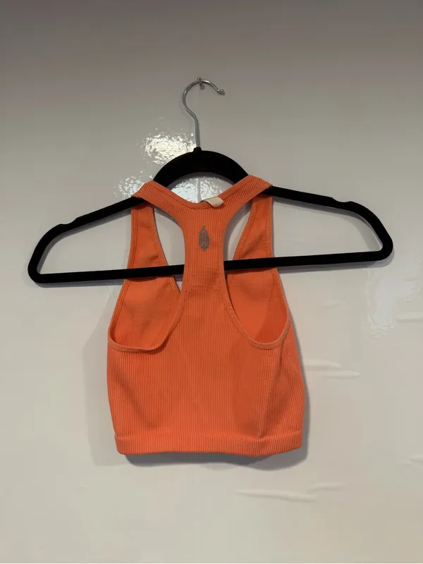 Orange Ribbed Free People Movement‎ Racerback Crop Top - Image 3