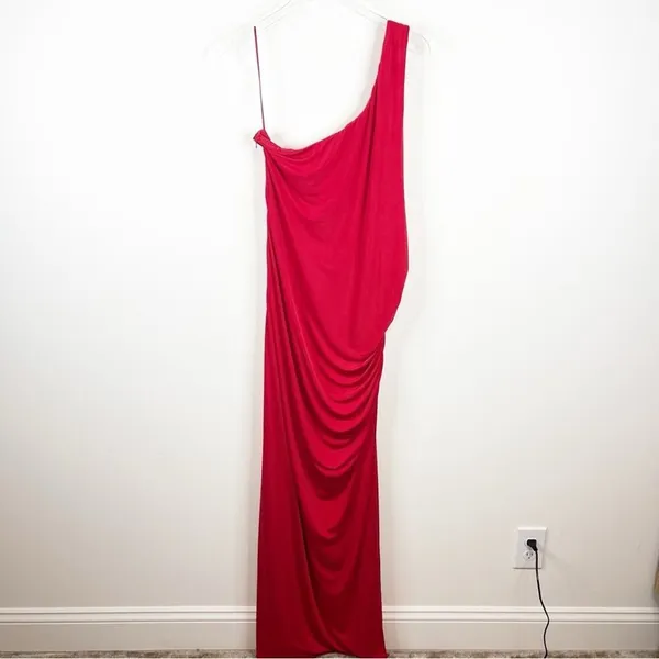 Remi x Revolve Gigi One Shoulder Slit Maxi Dress Women's Size 2X Red Glam - Image 4