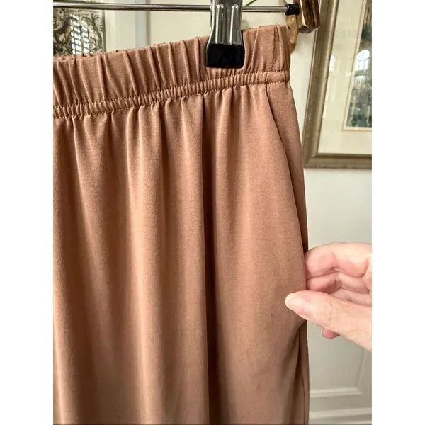 OGL Move Wide Straight Leg Elastic Waist Pants Caramel Brown M - Image 3