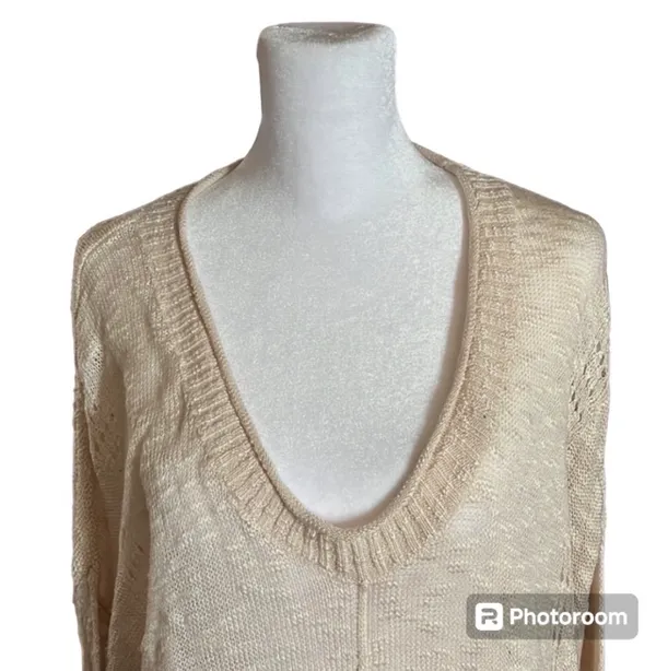 Moon & Maddison Cream Knit Lace Trim Tunic Top - Image 6