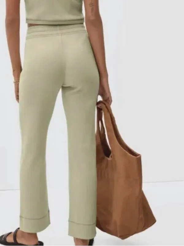Everlane The Ribbed Flare Pant in Sage Green Size XS Pull on cotton - Image 2