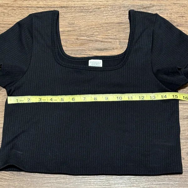 NWT PINK Victoria’s Secret Cropped Ribbed Short Sleeve Shirt Black Size Large - Image 8